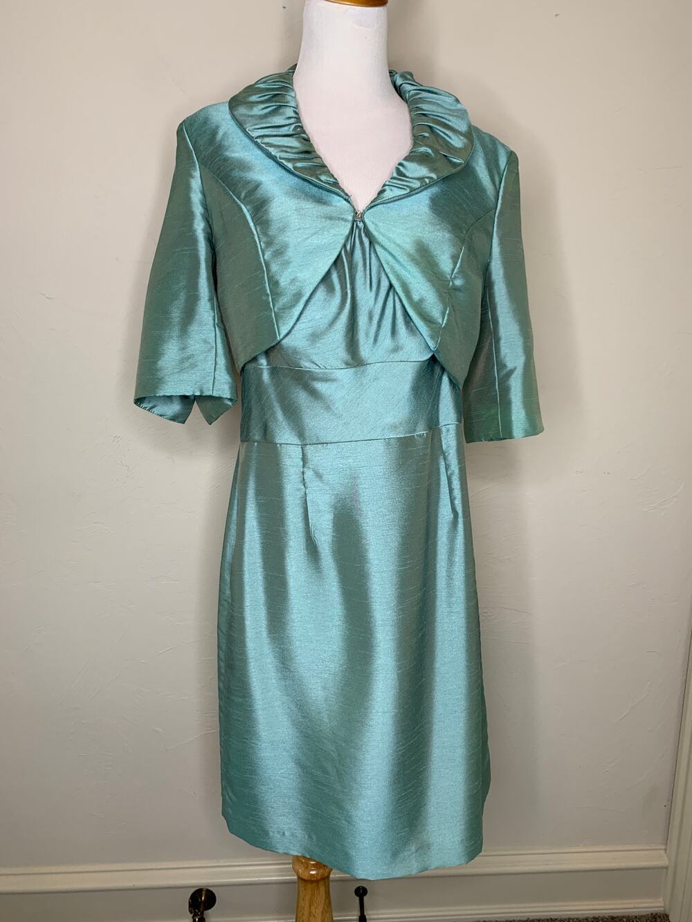 JS Collections Blue Dress Matching Bolero Jacket Sz 12
